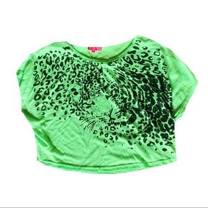 2Xtremz Neon Green Tiger Print Crop Top